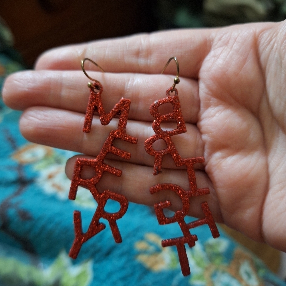 Christmas Sparkly Merry Bright Earrings